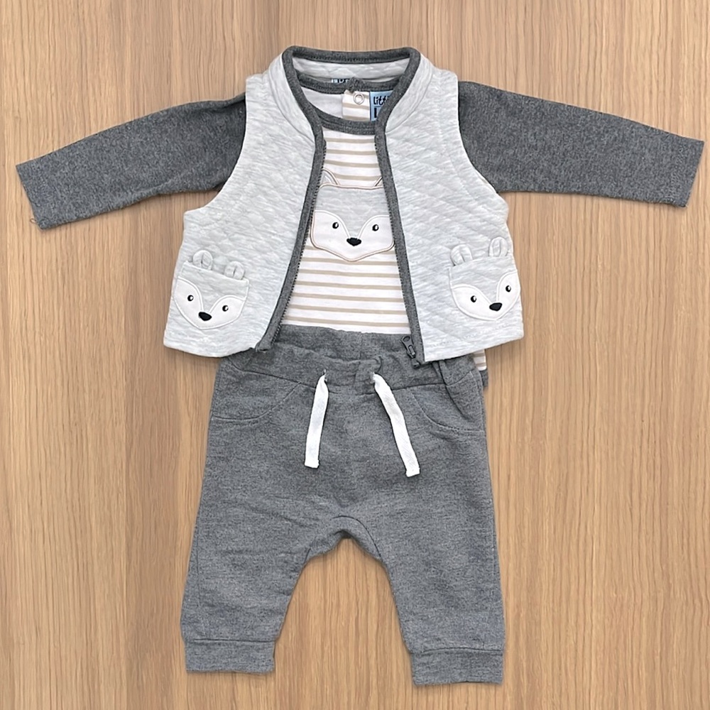 Little Lad, baby 3-pieces cotton set, fox themed, size 3/6months